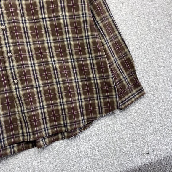 Khakis By Arrow Preppy Oxford Button Down Thick Shirt Men Size 2XL Brown Plaid - Picture 4 of 14